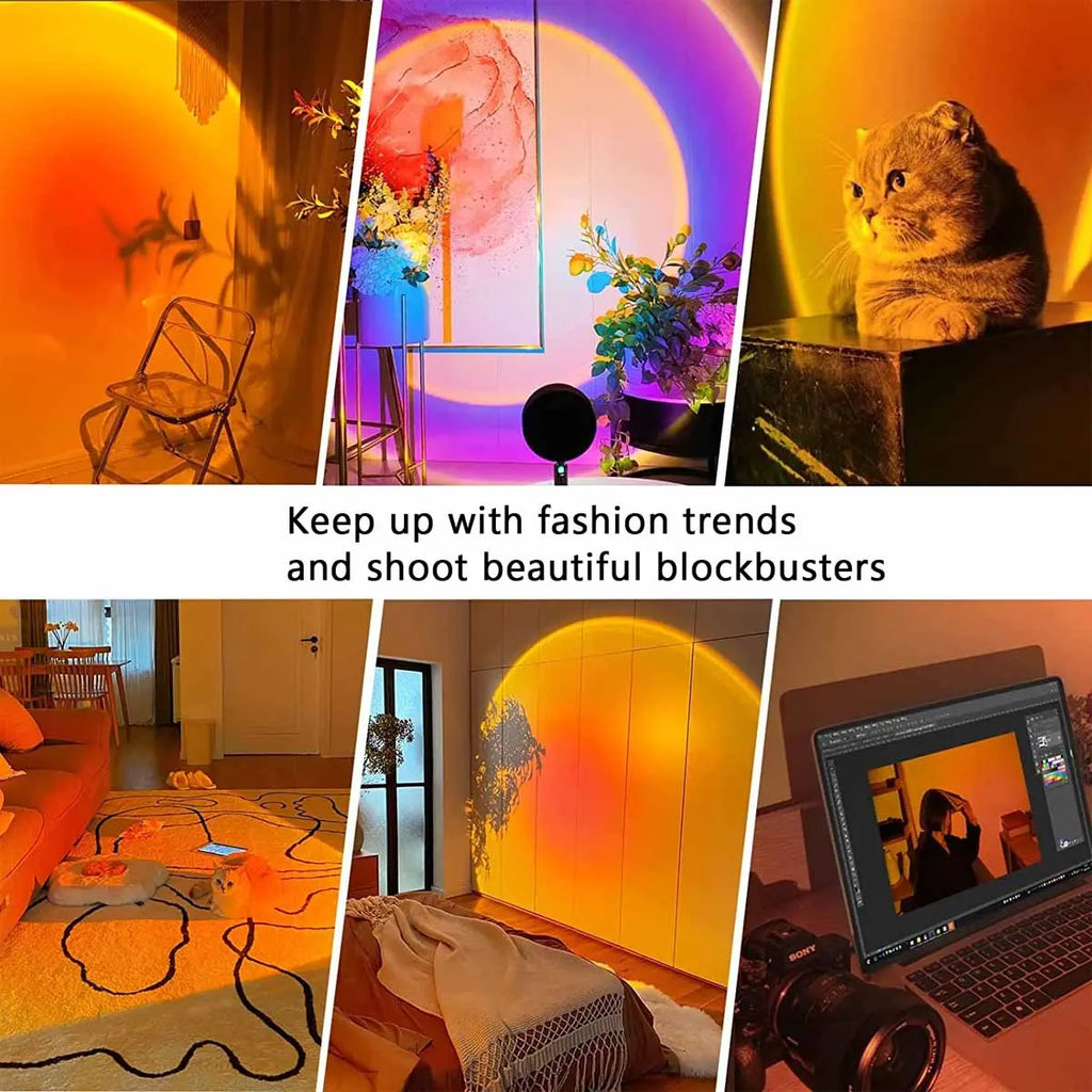 Sunset Lamp Projector – 16 Colors RGB LED Sunset Light with Remote for Bedroom, Photography & Aesthetic Decor