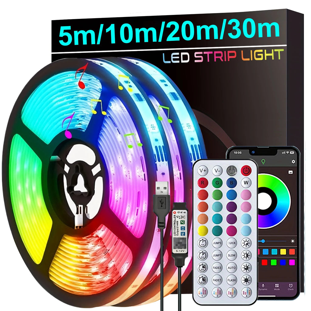 Music Sync RGB LED Strip Lights – App Control & Remote, Color Changing for Bedroom, Party, TV Backlight