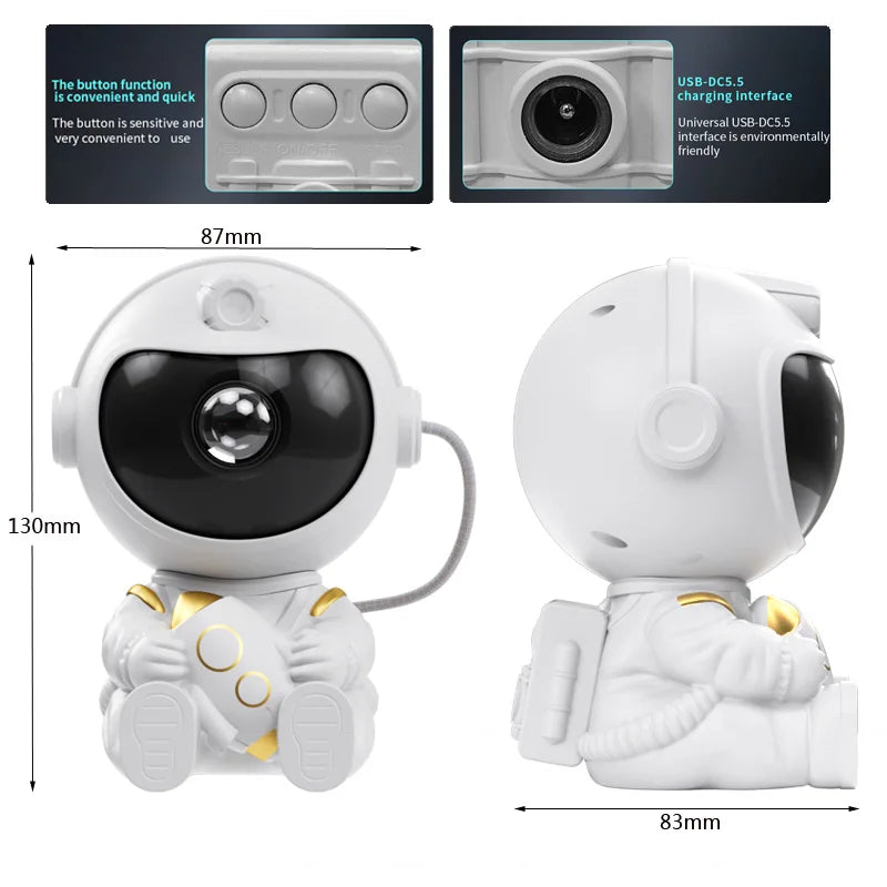 Galaxy Star Projector – Astronaut LED Night Light with Remote, Bluetooth Speaker for Bedroom, Gaming & Party
