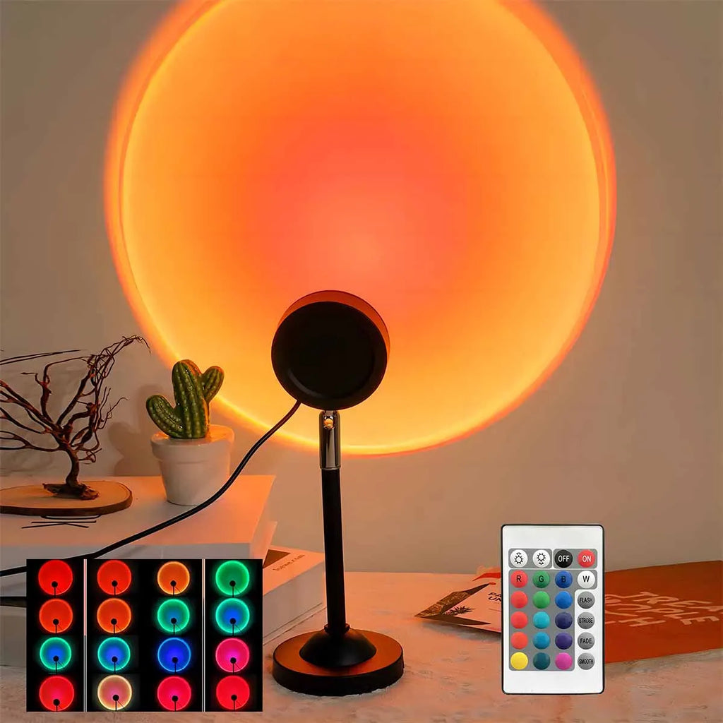 Sunset Lamp Projector – 16 Colors RGB LED Sunset Light with Remote for Bedroom, Photography & Aesthetic Decor